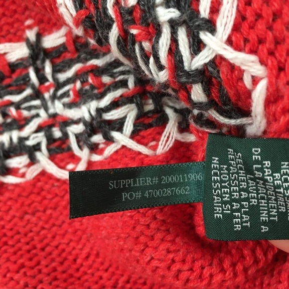 Vintage Ralph Lauren Aztec Southwest Tribal Red Crew Neck Hand Knit sweater L - Picture 10 of 15